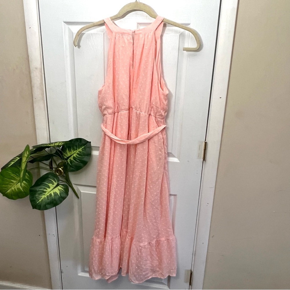 Torrid Pink Clip Dot Tiered Dress Maxi Size 1X(14-16) New - Picture 8 of 12